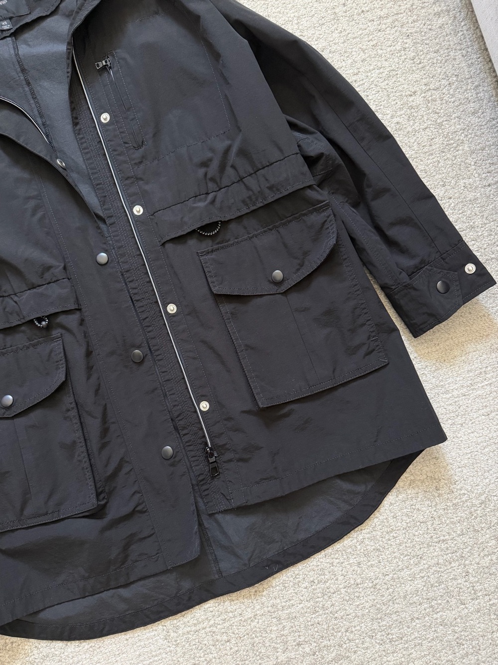 J. Crew Black Hooded Raincoat - Picture 3 of 7